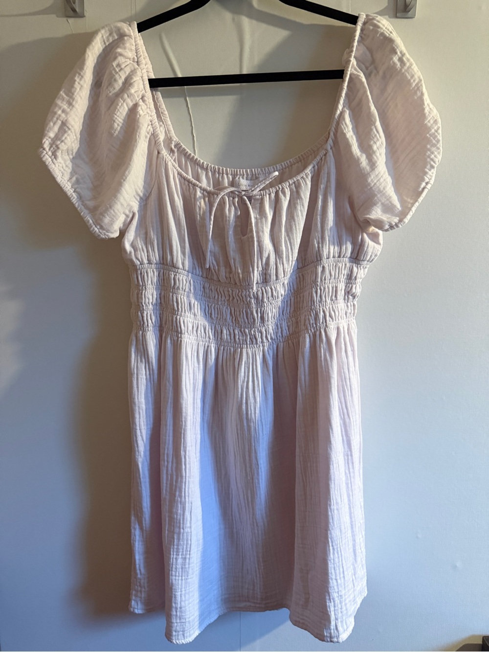 Aritzia Little Moon Organic Cotton Gauze Puff Sleeve Mini Dress L